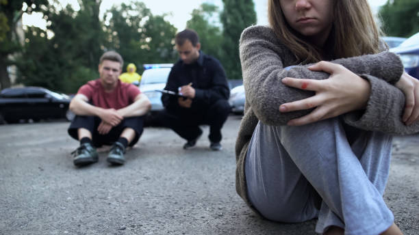 police interviewing car accident victims