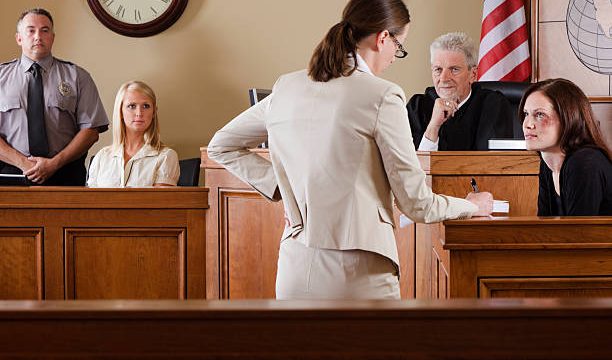 Lawyer in courtroom